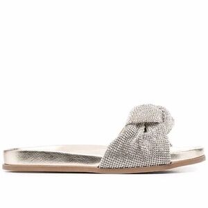 RODO Gold Crystal Knot Slip On Sandals Size 38